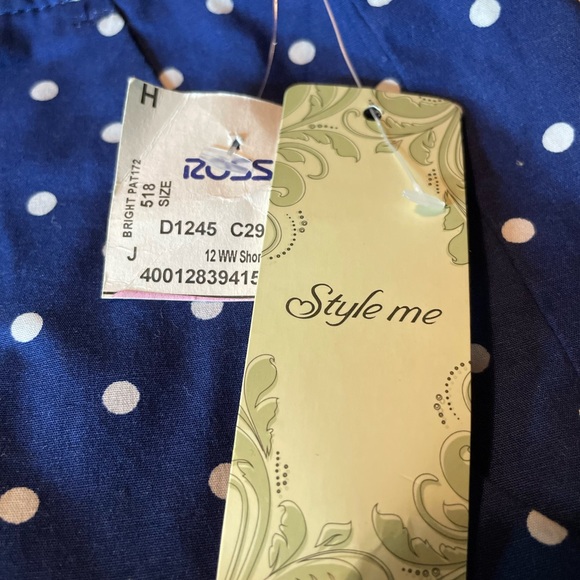 NWT Style Me Blue With White Polka Dots Shorts Size 24w - Picture 9 of 9